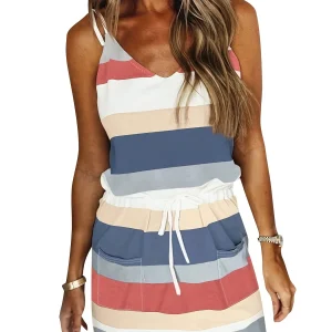 Abito senza maniche per abbigliamento donna 2024 vacanza estiva pullover spiaggia vestito estivo femminile moda coreana sottile sexy abito corto M 1