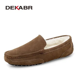 DEKABR Mocassini da uomo Scarpe calde e morbide in vera pelle da uomo d'affari Mocassini Scarpe Slip on traspiranti Scarpe da guida Taglia 38-47 1