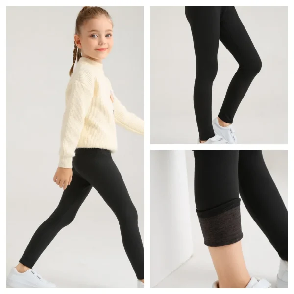 Leggings foderati in pile da ragazza Pantaloni da yoga caldi invernali termici 1 confezione 4