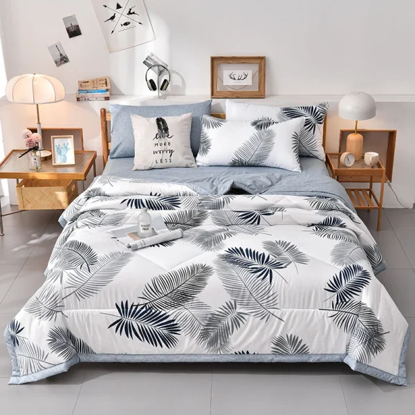 Set trapunta estiva morbida e delicata sulla pelle o trapunta singole Set piumino sottile leggero e traspirante Coperta doppia singola lavabile 5
