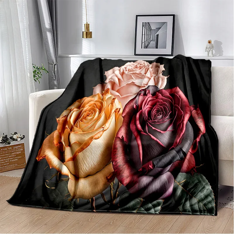 Coperta nordica con fiori di rosa e margherita, morbida coperta da tiro per la casa, camera da letto, divano letto, picnic, viaggio, ufficio, riposo, coperta per bambini 2