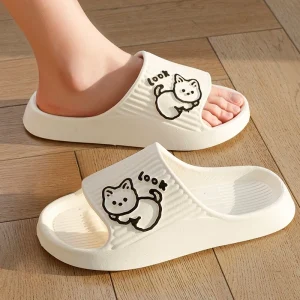 Moda gatto donna uomo pantofole indoor simpatico cartone animato unisex diapositive bagno sandali leggeri antiscivolo famiglia morbide scarpe da casa adorabili 1