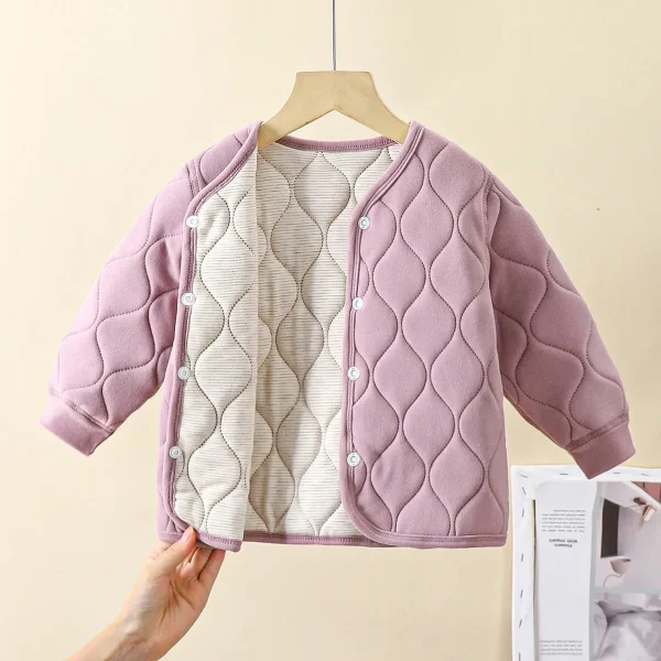 Per bambini caldo autunno inverno nuovi ragazzi giacca trapuntata a tre strati per ragazze addensata vestiti di cotone abbigliamento per bambini 3