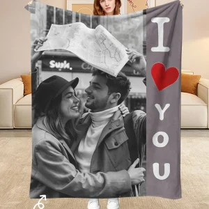 1 pezzo di coperta di flanella personalizzata con foto: regalo ideale per Natale, Halloween, compleanno e anniversario, morbida, calda, scozzese e delicata sulla pelle, adatta per divano letto, auto, campeggio, ufficio, decorazione domestica 1