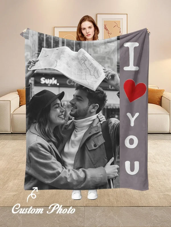 1 pezzo di coperta di flanella personalizzata con foto: regalo ideale per Natale, Halloween, compleanno e anniversario, morbida, calda, scozzese e delicata sulla pelle, adatta per divano letto, auto, campeggio, ufficio, decorazione domestica 1
