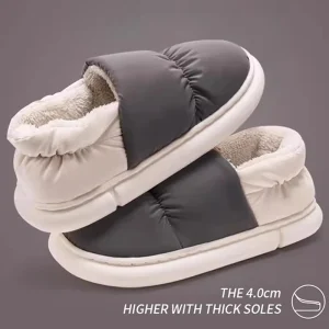 Pantofole da uomo in cotone per l'autunno e l'inverno con tacco a borsa e scarpe da donna in cotone di lana calde, impermeabili e oversize 1