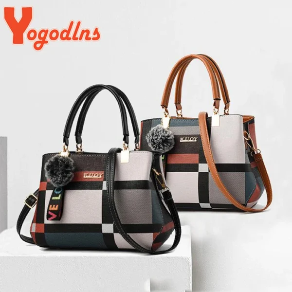 Yogodlns nuova borsa di lusso da donna cuciture borse a tracolla selvagge borsa a tracolla scozzese di marca di marca borse da donna femminili 5
