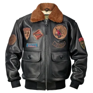 Giacca da pilota invernale in pelle nera da uomo stile militare taglia europea Cappotto in vera pelle di vacchetta spessa naturale G1 1