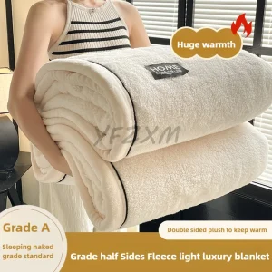 Nuovo grado A Velluto a metà faccia Autunno Inverno Tenere al caldo Coperte per letto Morbido e soffice Calore Divano Coperta Scialle Coperte per pisolino 1