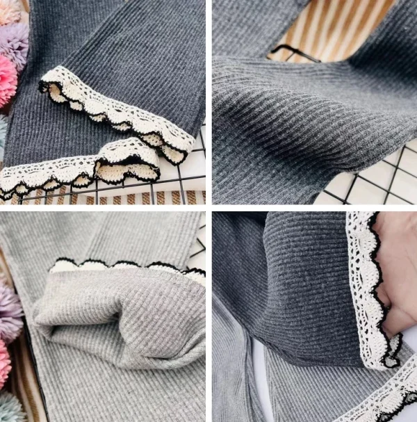 Pantaloni da ragazza con volant causale tutto-fiammifero solido adorabile e dolce primavera autunno elastico in vita alla caviglia taglio stivale stile principessa 5