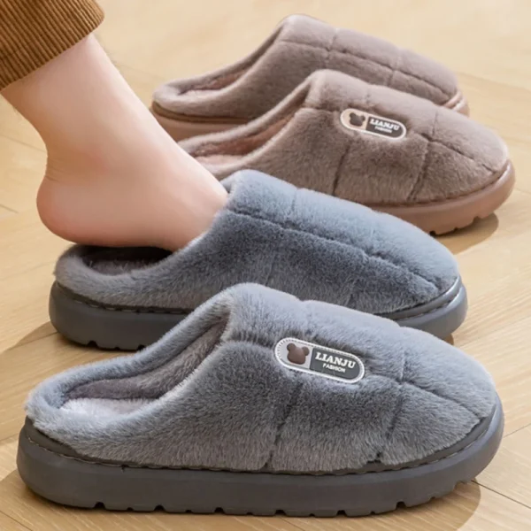 Big Size 50 51 Pantofole Invernali Donna Uomo Suola Spessa Coperta Casa Calde Coppie Scarpe Antiscivolo Piattaforma Piatta Pantofola di Cotone da Donna 2