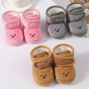 Simpatico orso scarpe da bambino cartone animato stivali da neve con suola morbida per neonato ragazzo ragazza autunno inverno caldo addensare peluche bambini primi camminatori 0-18M 1