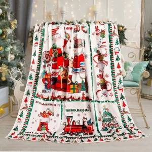 Tupmnbry Coperta natalizia in pile - Flanella super morbida, Fiocco di neve bianco, 50"X60" Coperta da letto calda sfocata in peluche invernale per C 1