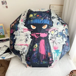 Ombrello per gatti freddo pieghevole parasole automatico protezione UV ombrellone studente comodo ombrellone a doppio uso per pioggia solare 1