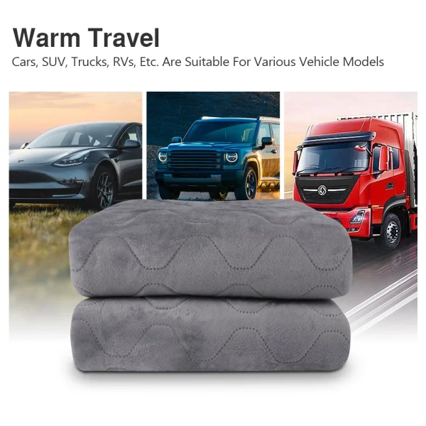Coperte di calore elettriche per camper SUV 12V Auto Peluche Coperte riscaldanti elettriche più spesse Camion da campeggio Veicoli fuoristrada Cuscinetti riscaldanti 2