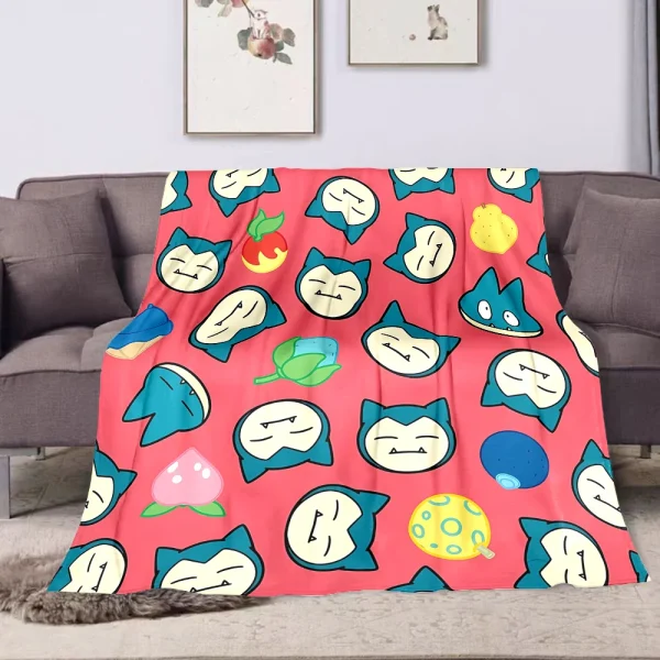Coperta stampata Pokemon Snorlax per viaggi a casa Coperta morbida e confortevole per adulti e bambini Coperta calda per cartoni animati 4
