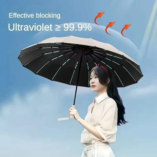 Ombrello super antivento da 60 ossa Ombrelli per tutte le stagioni Ombrello da lavoro automatico da uomo di grandi dimensioni Protezione UV Parasole da donna 2