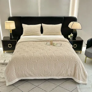 Coperta in peluche jacquard ad arco in flanella a doppio strato, calda e spessa, in pile di corallo, trapunta invernale, per dormire, delicata sulla pelle nuda 1