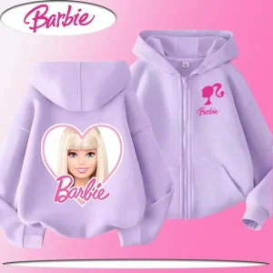 T-shirt in cotone con cappuccio e cerniera per bambini Babie dll con stampa di cartoni animati, camicetta casual carina e alla moda, giacca primaverile e autunnale 1