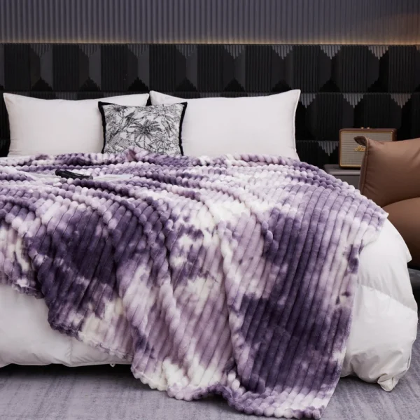 Coperta viola per tintura invernale per cravatta manta calda Singolo/Queen/King Plaid di alta qualità da 300 g/m2 per divano Coperta Thow 4
