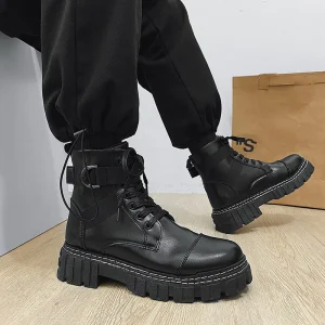 Nuovi stivali alti casual botas vaquera para hombre de cuero effet militaire nuove scarpe da lavoro rock scarpe da uomo stivali militari Stivali moda 1