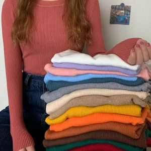 2025 nuove donne maglione autunno inverno pullover a maniche lunghe basic top fashion o-collo elastico femminile inverno maglione lavorato a maglia solido 1