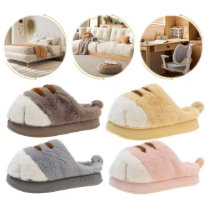 Pantofole in peluche con zampa di gatto 3D Scarpe da casa slip-on calde Comode pantofole termiche piatte Pantofole da coppia con zampa pelosa per uomo donna 1
