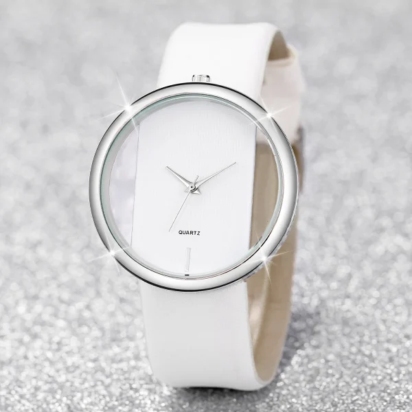 2 pezzi/set orologio da donna con bracciale con diamanti e perle, orologi al quarzo con cinturino in pelle con quadrante cavo alla moda (senza scatola) 4