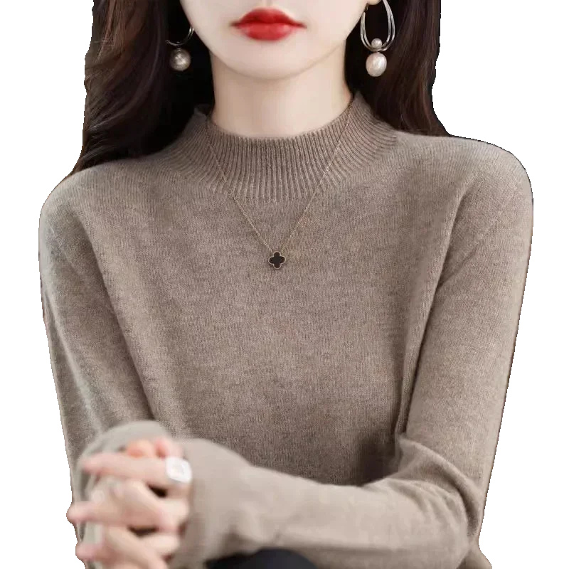 Maglione da donna autunno inverno Camicie casual con fondo caldo Collo a lupetto Maglieria basic Pullover a maniche lunghe Maglione alla moda coreana 5