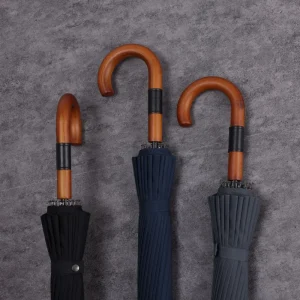Ombrello a manico lungo Ombrelli automatici di grandi dimensioni Manico in legno massello a 24 ossa Ombrello da pioggia con rinforzo resistente al vento e robusto 1