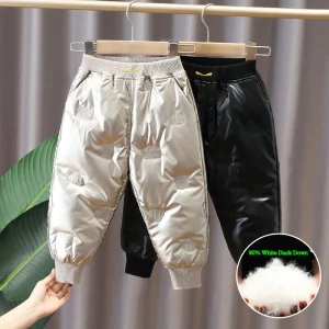 2025 Inverno Bambini Ragazzo Piumino 90% Piumino d'anatra bianca Pantaloni invernali per ragazza senza lavaggio impermeabili 1-8 anni Pantaloni per ragazzino 1