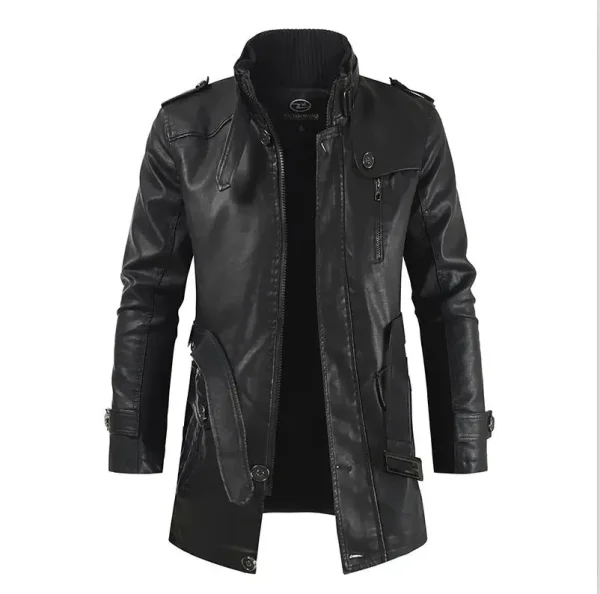 Biker Jaqueta Cappotto invernale da uomo in pile spesso lungo in pelle Capispalla da uomo Giacche vintage casual calde in pelle di moda 3