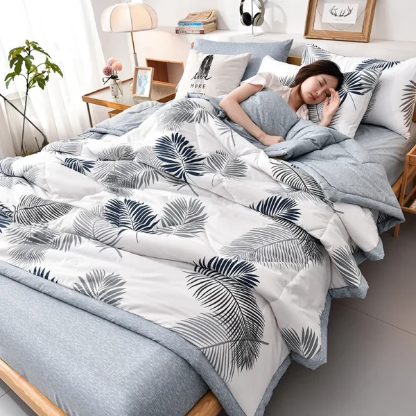 Set trapunta estiva morbida e delicata sulla pelle o trapunta singole Set piumino sottile leggero e traspirante Coperta doppia singola lavabile 3