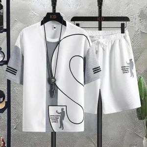 Set da uomo 2024 tute estive t-shirt a maniche corte + pantaloncini completo da uomo Harajuku Streetwear completo Casual 1