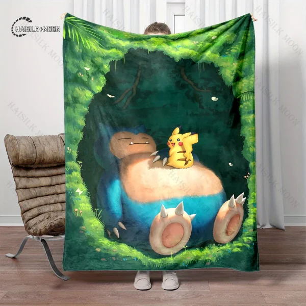 Coperta stampata Pokemon Snorlax per viaggi a casa Coperta morbida e confortevole per adulti e bambini Coperta calda per cartoni animati 3