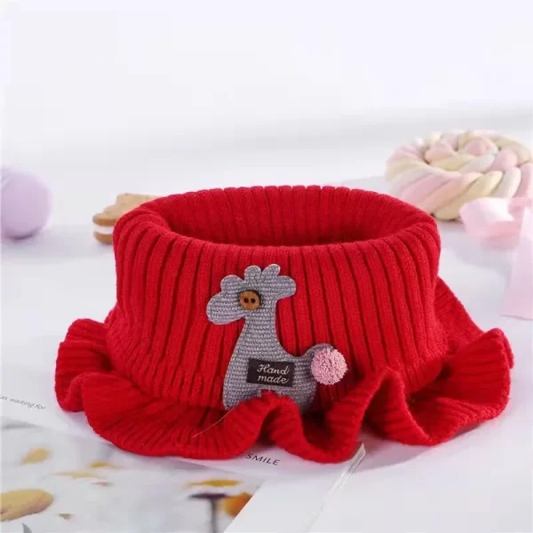 Sciarpa lavorata a maglia per bambini Cartone animato Giraffa Scaldacollo con volant Accessori per bambini per ragazze Colletto Cerchio Sciarpe calde invernali all'aperto 6