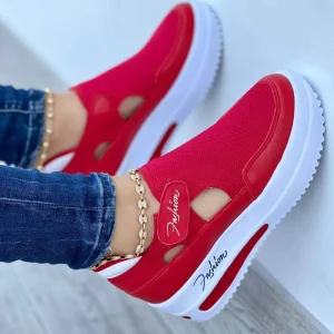 Scarpe da ginnastica rosse Scarpe da donna Scarpe da tennis da donna Scarpe di tela Scarpe casual da donna Scarpe sportive da donna Sneaker con plateau Scarpe scavate 1
