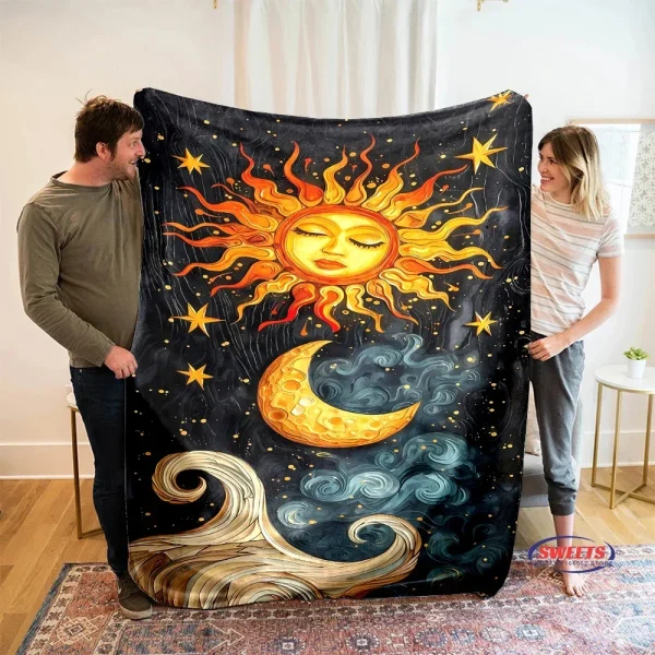 Coperta luna e sole di 6 dimensioni, comfort squisito, camera da letto, soggiorno, divano, coperta quattro stagioni, ufficio, pisolino, pausa, coperta da campeggio, regalo 3