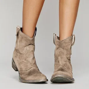 Stivaletti da cowboy vintage per donna Punta a punta Tacchi bassi Western Botas Donna Autunno Inverno Slip on Stivaletti in pelle PU 2024 1