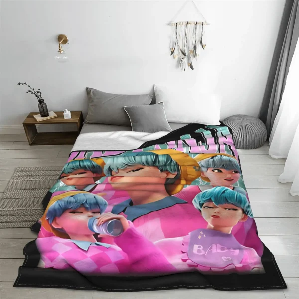 Saja Boys Team Coperta in pile stile retrò anni '80 Kpop Demon Hunters Coperta morbida multifunzione per copriletto esterno domestico 6