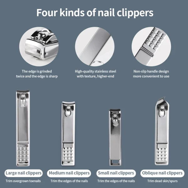 8/32pcs Set manicure Kit pedicure professionale Forbici per unghie Kit per toelettatura Frese per manicure in acciaio inossidabile Strumenti per la bellezza delle unghie 5
