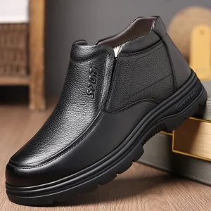 Mocassini in pelliccia invernale Scarpe casual da uomo Mocassini da uomo in vera pelle Piattaforma Scarpe alte da uomo in peluche in cotone Caldo slip on appartamenti 1