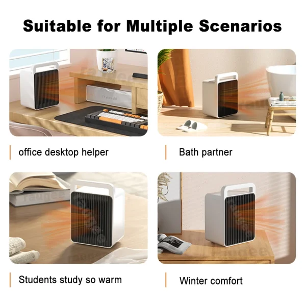 Riscaldatore elettrico Ventilatori di riscaldamento portatili 900W Riscaldatore PTC Ventilatore di aria calda 220V Mini piccolo riscaldatore da tavolo per il bagno della stanza di casa 6