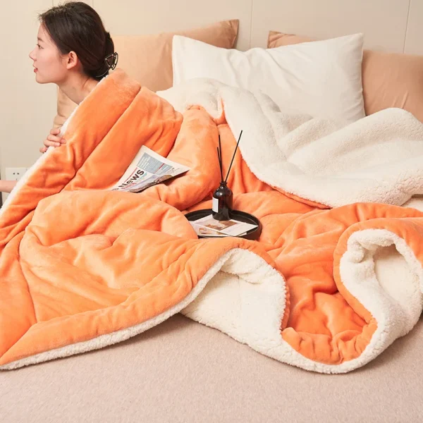 Coperta super morbida in lana d'agnello imitazione Autunno Inverno Coperte doppia regina Comoda coperta per divano in pile di latte di alta qualità 4