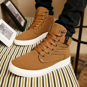 Stivali da uomo Nuova versione coreana Scarpe da uomo Scarpe da skateboard alte Piattaforma retrò Casual Lace Up Stivali moda uomo 2025 1