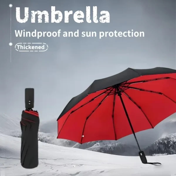 Ombrello rinforzato a 10 ossa, Ombrello da lavoro da uomo resistente e resistente al vento, Ombrello con protezione solare anti-UV Soleggiato da donna 1