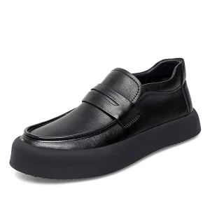 Primavera Autunno Nuovo Designer Mocassini in pelle Moda maschile Casual Nuovo designer Nero Scarpe con plateau britanniche per uomo 1