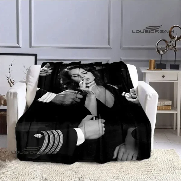 Lana Del Rey coperta stampata alla moda coperta sottile coperta morbida e confortevole coperta da viaggio per la casa fodere per letto regalo di compleanno - immagine 2