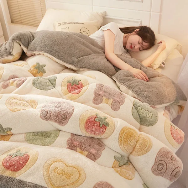 Biancheria da letto invernale Coperta trapuntata spessa Trapunta calda in pile di flanella ispessita per le notti fredde Set piumini da letto Trapunte le coperte 6