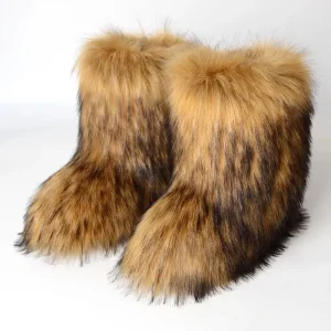 Y2K stivali a metà polpaccio soffici stivali da neve moda donna invernali scarpe calde in cotone 1